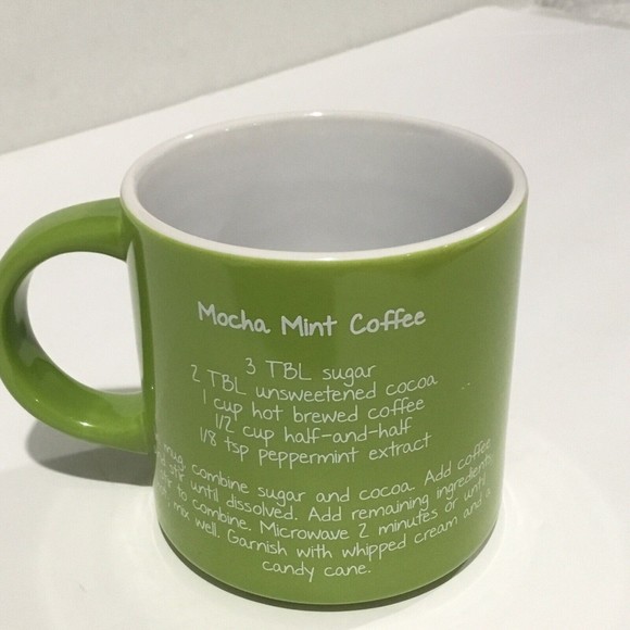 Mocha Mint Coffee Mug Recipe Big 16 oz. Tea Cup Green - Picture 6 of 7
